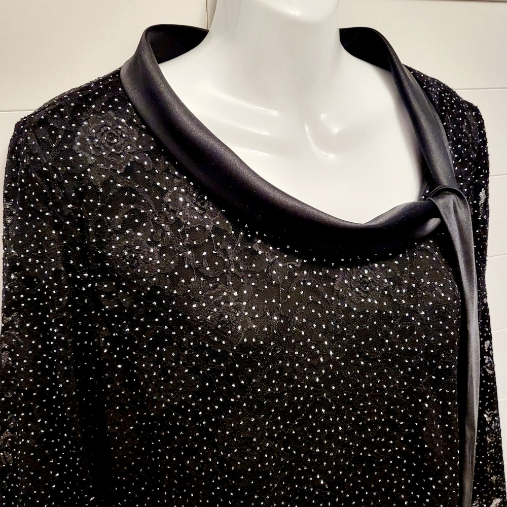 believe..woman Embellished Lace Top 14/16 Black Floral Fancy Plus Party Blouse